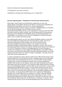 Das neue Ingenieurgesetz / 19/08/2016 / Dr. Heinrich Schroeter