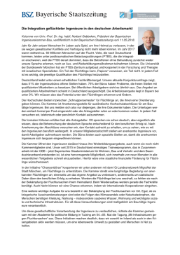 Integration geflüchteter Ingenieure in den deutschen Arbeitsmarkt / 11/05/2018 / Prof. Dr. Norbert Gebbeken