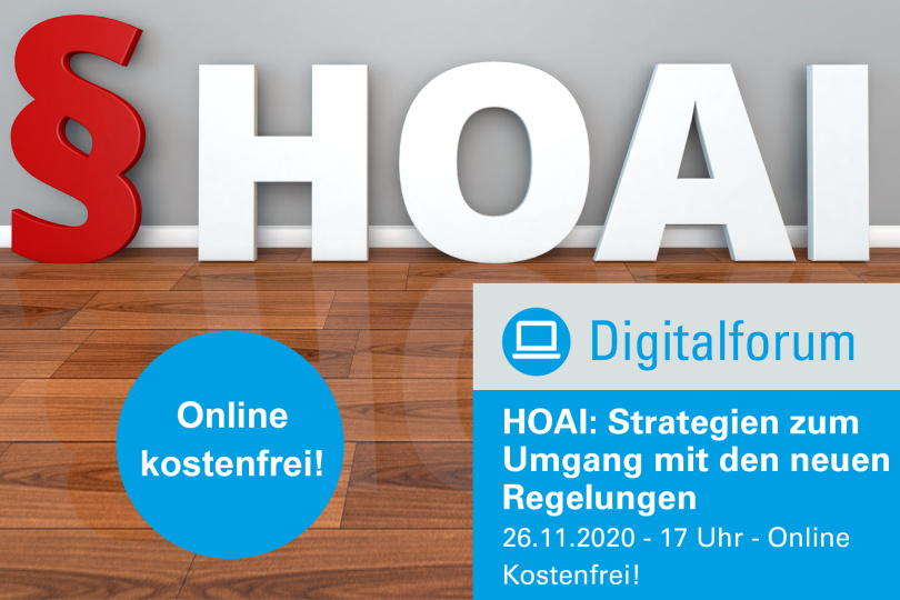 Digitalforum: HOAI - Strategien zum Umgang mit den neuen Regelungen - 26.11.2020 - AUSGEBUCHT!