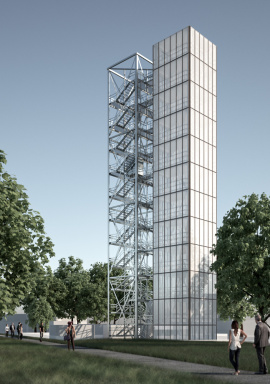 Visualisierung des Experimentalhochhauses - © Institut für Leichtbau Entwerfen und Konstruieren (ILEK)
