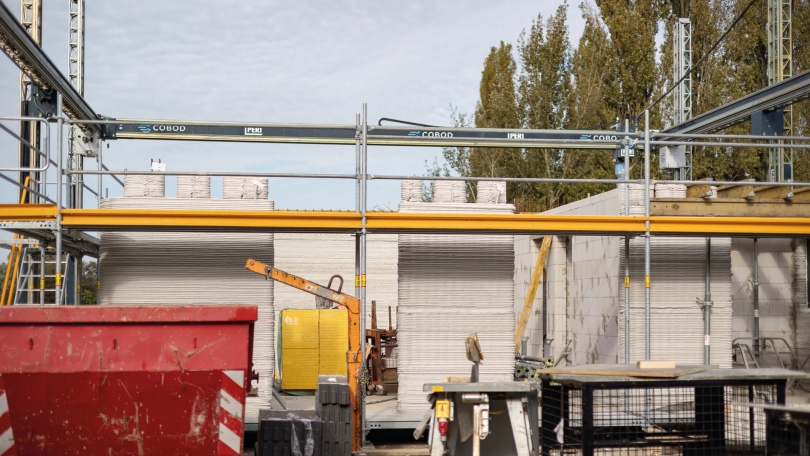 Die Außenwände des Erdgeschosses wurden bereits vom 3D-Drucker erstellt. Foto: WBG Lünen