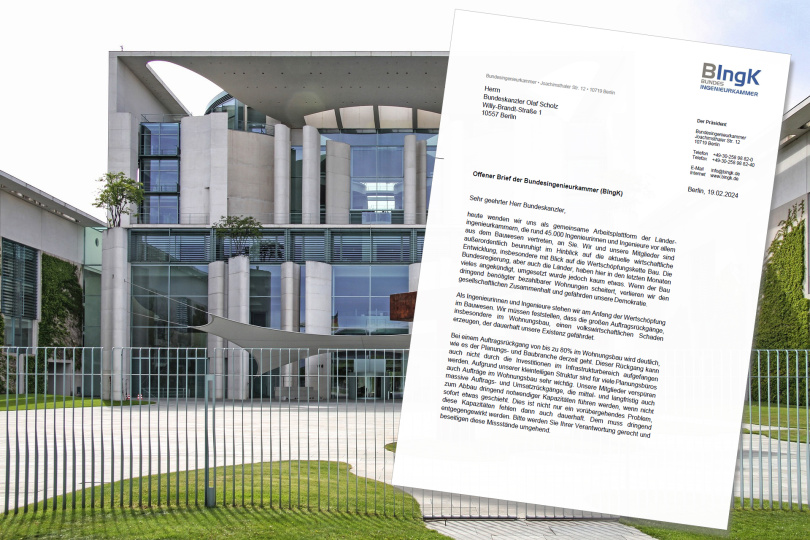 Bundesingenieurkammer: Offener Brief an Bundeskanzler Scholz