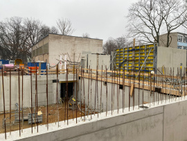 Foto von der Baustelle der Turnhalle vom 27.02.2024. Foto: 49. Grundschule Dresden
