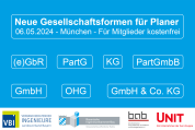 Neue Gesellschaftsformen für Planer - 06.05.2024 - München - Für Mitglieder kostenfrei