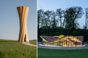 Wangen Turm und Hybrid-Flachs Pavillon auf der Landesgartenschau in Wangen