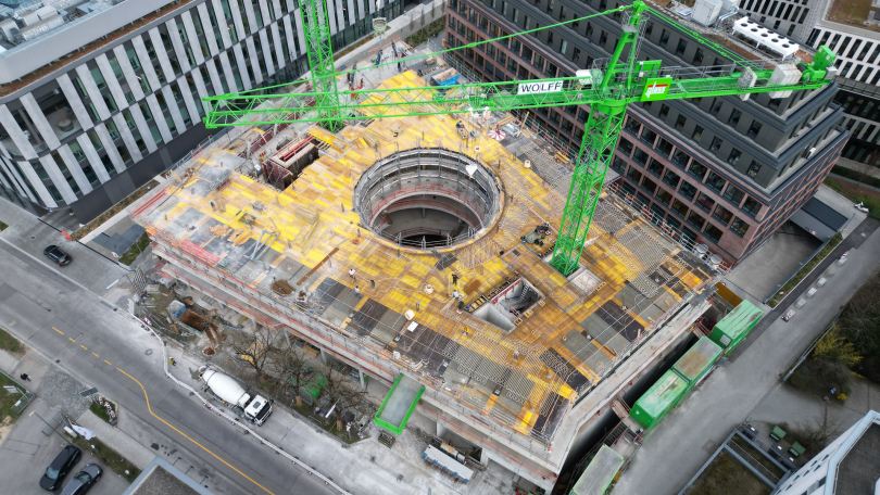 Baustelle des Bauprojekts „tomorrow“ im Werksviertel in München. Foto: Marcus Schlaf