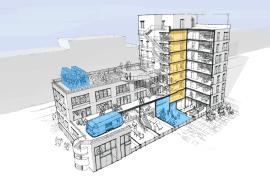 So soll „Das große kleine Haus“ im Münchener Kreativquartier aussehen. Grafik: ARGE bogevischs buero und Teleinternetcafé / bogevischs buero architektur & stadtplanung GmbH