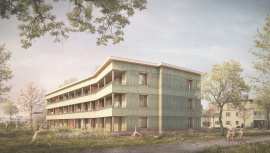 Wohnungsbauprojekt „Haus fast ohne Heizung“ der Gemeinnützigen Wohnungsbaugesellschaft Ingolstadt GmbH (GWG). Grafik: Renderwolf, Wien / nbundm Architekten, Ingolstadt & GWG Ingolstadt