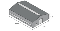 Angenommene Gewerbehalle mit den Abmessungen 60 x 15 x 5 m. (Grafik: bauforumstahl e.V.) 