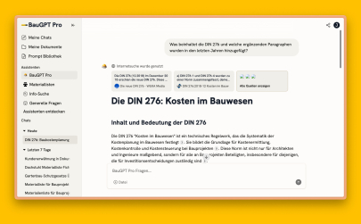 Das Interface von BauGPT Pro