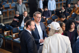 Sebastian Gemkow (links) und Markus Blume (rechts) auf der Eröffnungsfeier von gAIn. 
