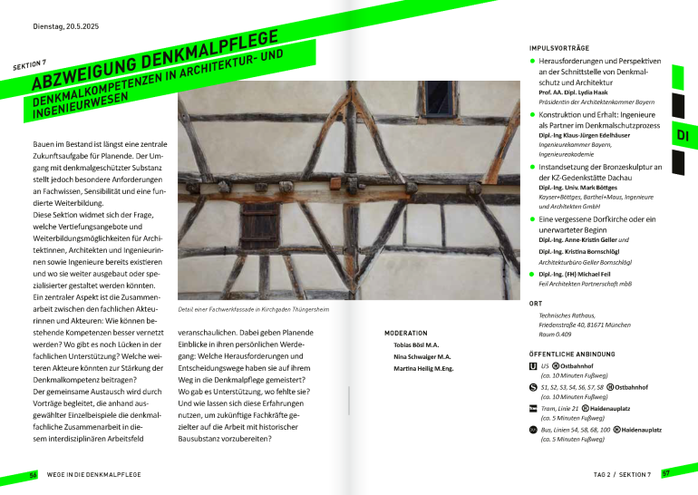 Abzweigung Denkmalpflege - Denkmalkompetenzen in Architektur- und Ingenieurwesen