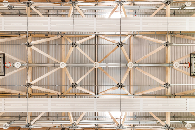 Ansicht des Dachtragwerkes von unten. Foto: Ralf Dieter Bischoff