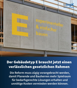 Bundesingenieurkammer fordert verlässlichen gesetzlichen Rahmen für den Gebäudetyp E.