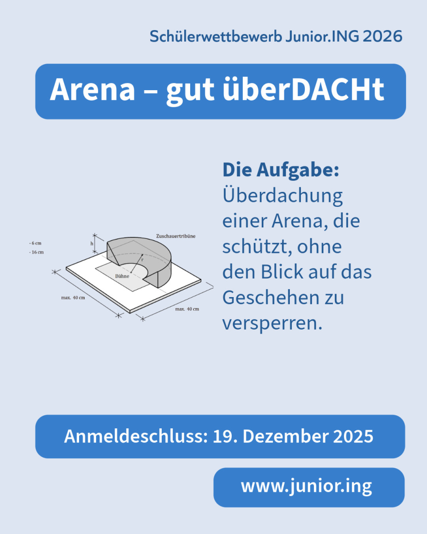 Junior.ING - Schülerwettbewerb 2025/2025: Arena – gut überDACHt